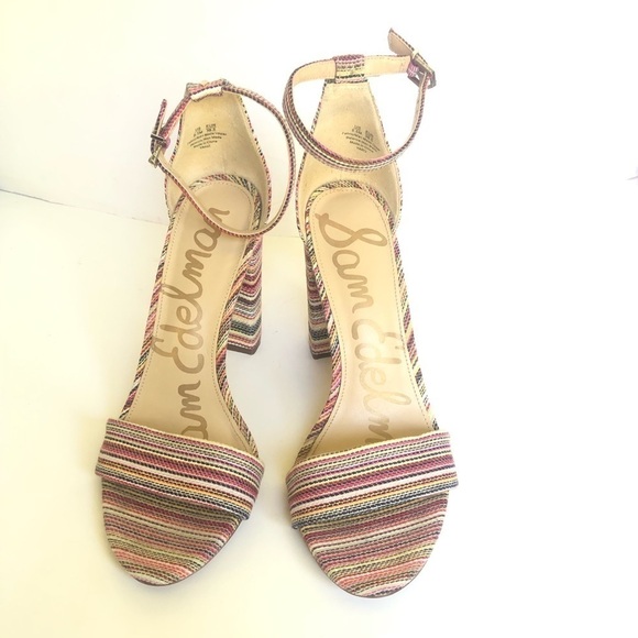 Sam Edelman Womens Yaro Striped Ankle Strap Block Heel Sandals Size 8.5 - Picture 2 of 15